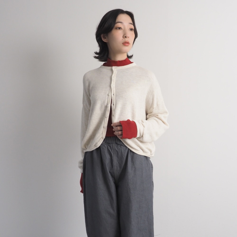 NARU(ナル) コットンレーヨン吊り裏毛 ラズベリーカーディガン 669005