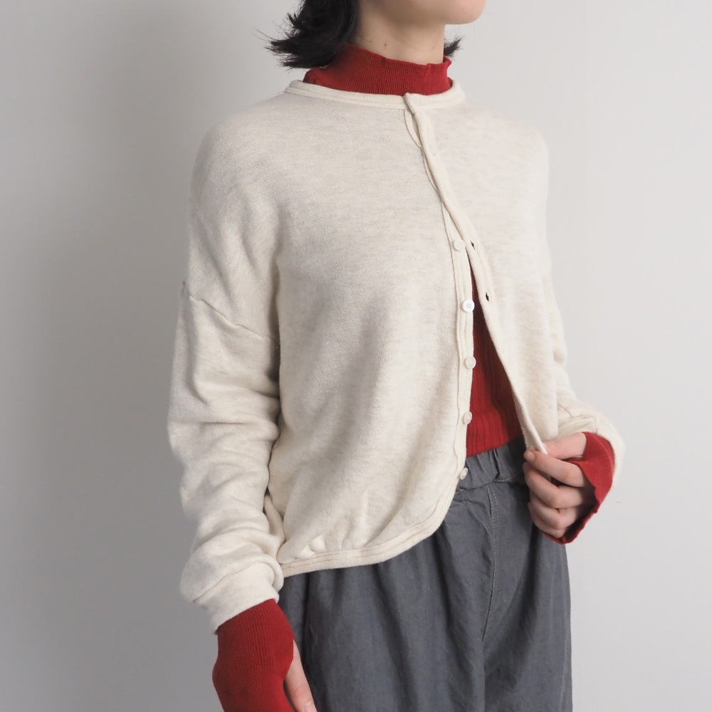 NARU(ナル) コットンレーヨン吊り裏毛 ラズベリーカーディガン 669005