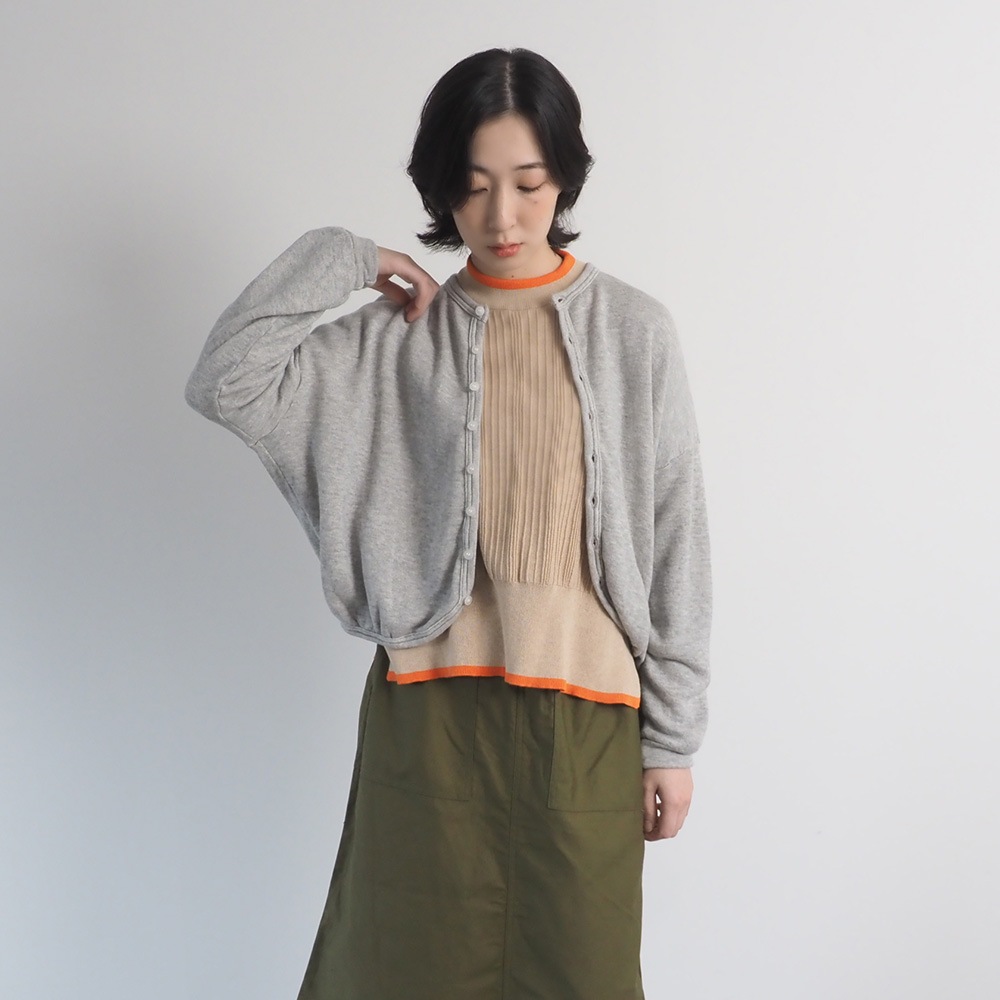 NARU(ナル) コットンレーヨン吊り裏毛 ラズベリーカーディガン 669005