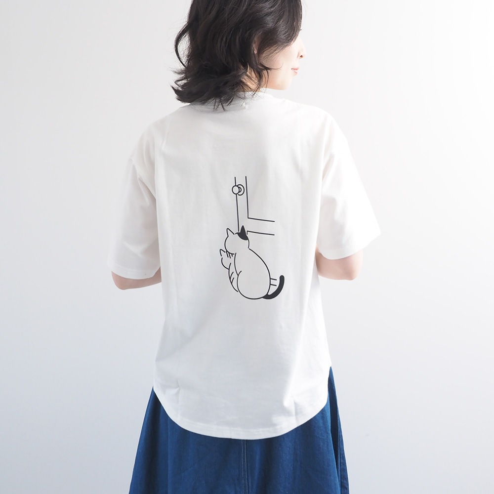 NARU(ナル) クラシック天竺 ひょっこり猫さんシャツ 671005