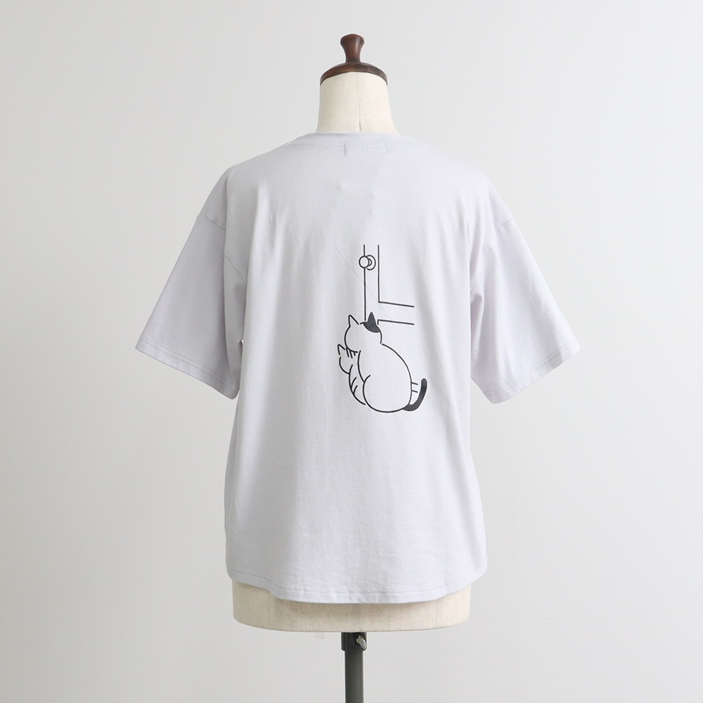 NARU(ナル) クラシック天竺 ひょっこり猫さんシャツ 671005