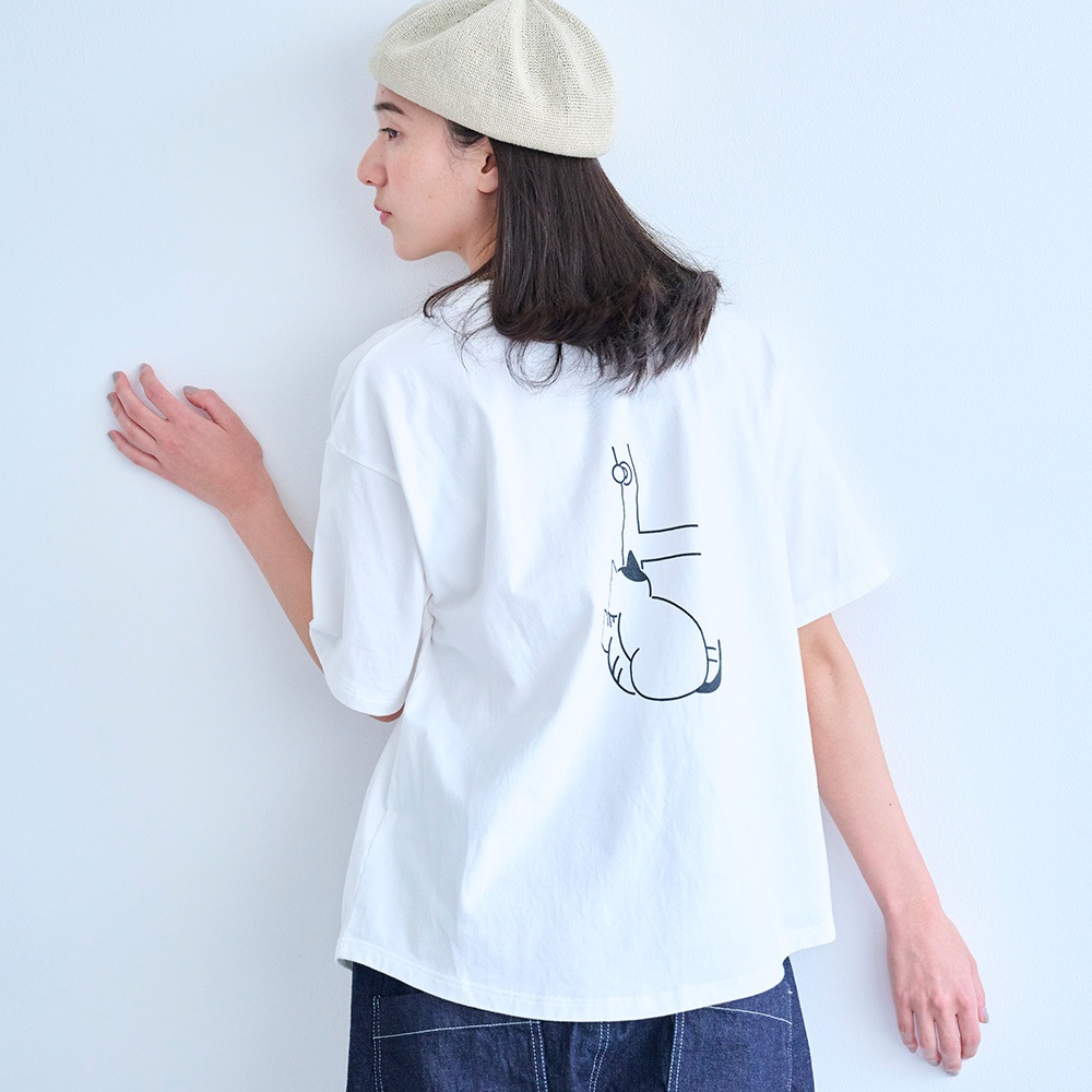 NARU(ナル) クラシック天竺 ひょっこり猫さんシャツ 671005