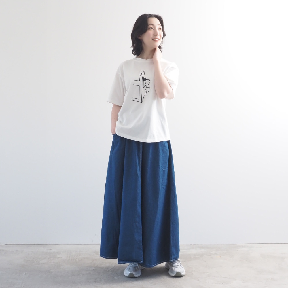 NARU(ナル) クラシック天竺 ひょっこり猫さんシャツ 671005