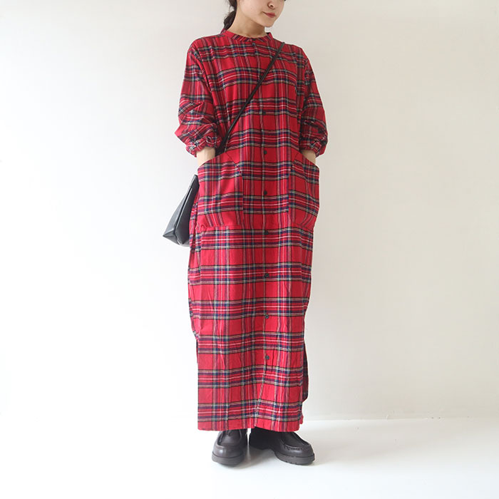 Naru ナル フランネルチェックシャツワンピ 6wo 001 トップス ワンピース Naru Online Store ナル オンラインストア