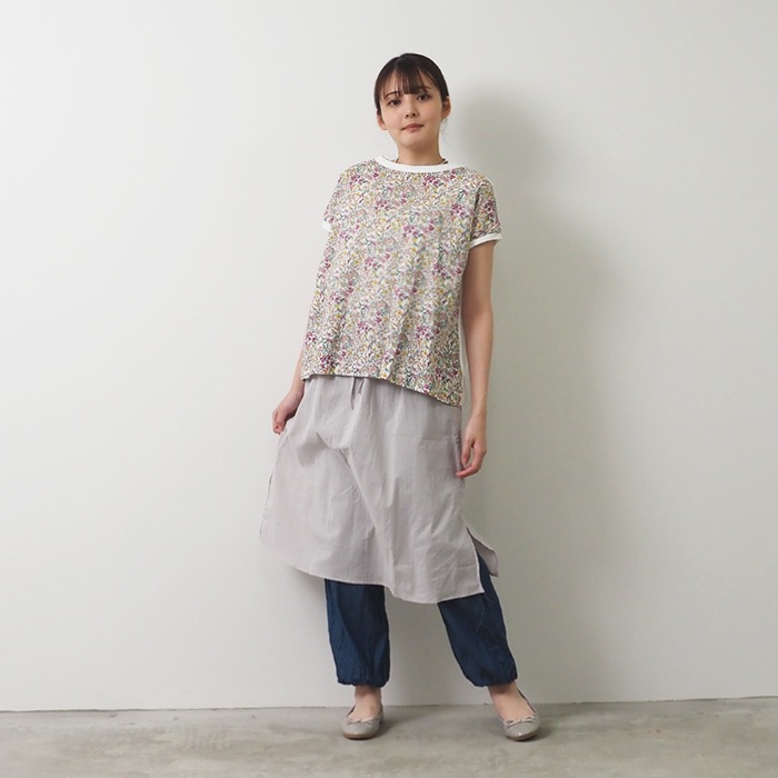 NARU(ナル) ムラ糸×60ローンフラワープリント ミナミシャツ 655026
