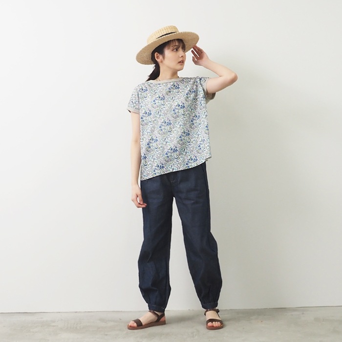 NARU(ナル) ムラ糸×60ローンフラワープリント ミナミシャツ 655026