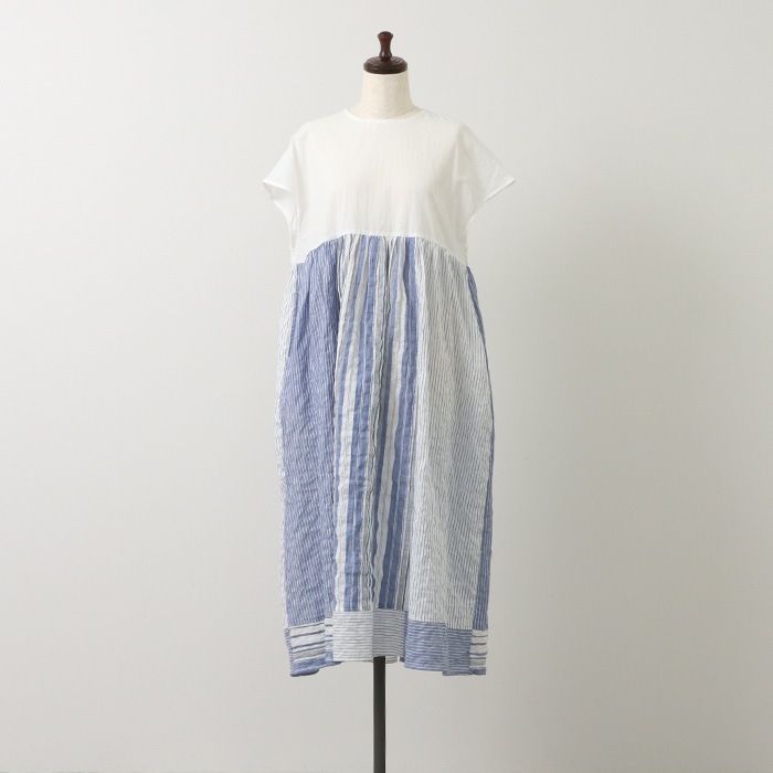 NARU(ナル) シャーリングストライプ 切替ワンピース 655906