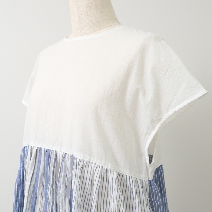 NARU(ナル) シャーリングストライプ 切替ワンピース 655906