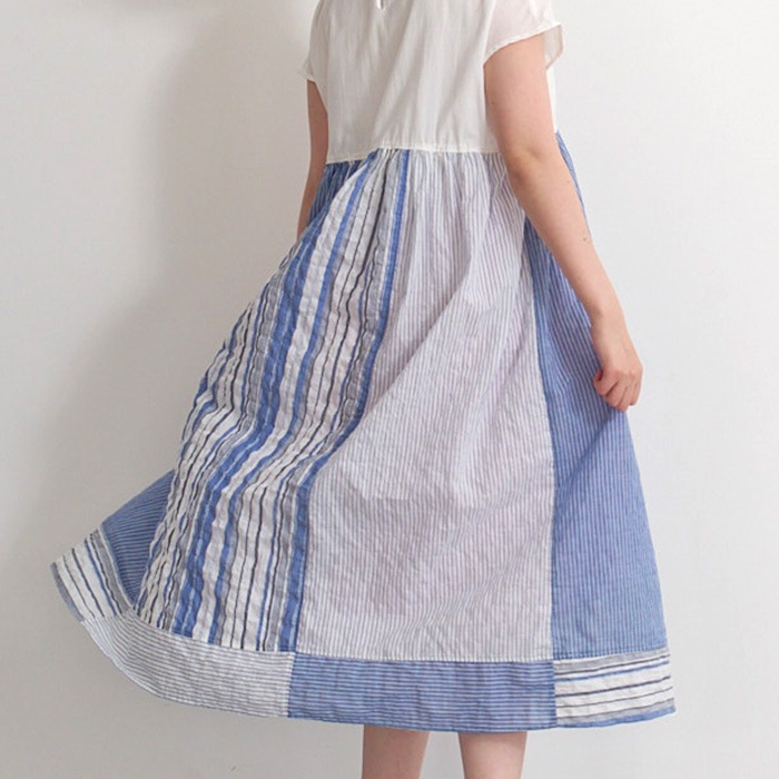 NARU(ナル) シャーリングストライプ 切替ワンピース 655906