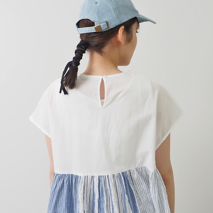 NARU(ナル) シャーリングストライプ 切替ワンピース 655906