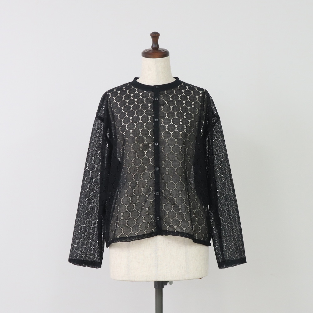 NARU(ナル) ラッセルレース クルーネックカーデ 665845