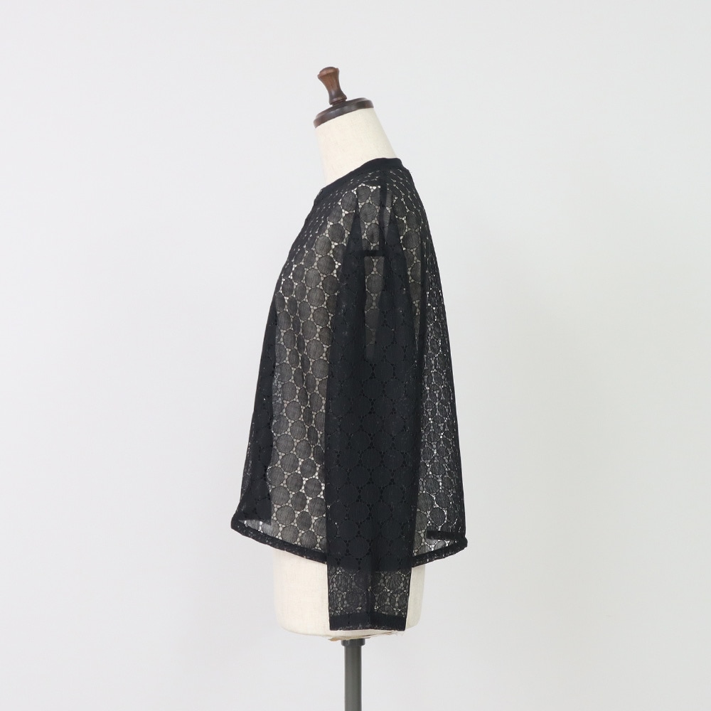 NARU(ナル) ラッセルレース クルーネックカーデ 665845