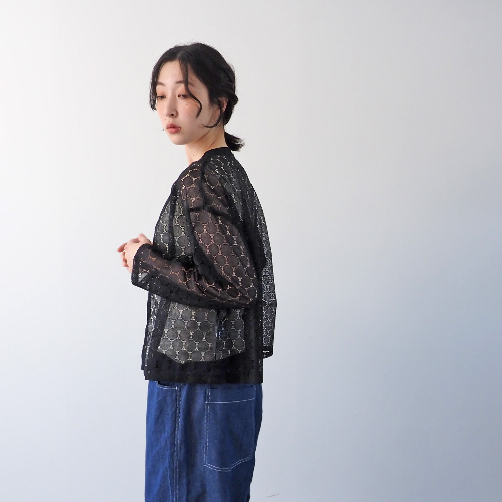 NARU(ナル) ラッセルレース クルーネックカーデ 665845