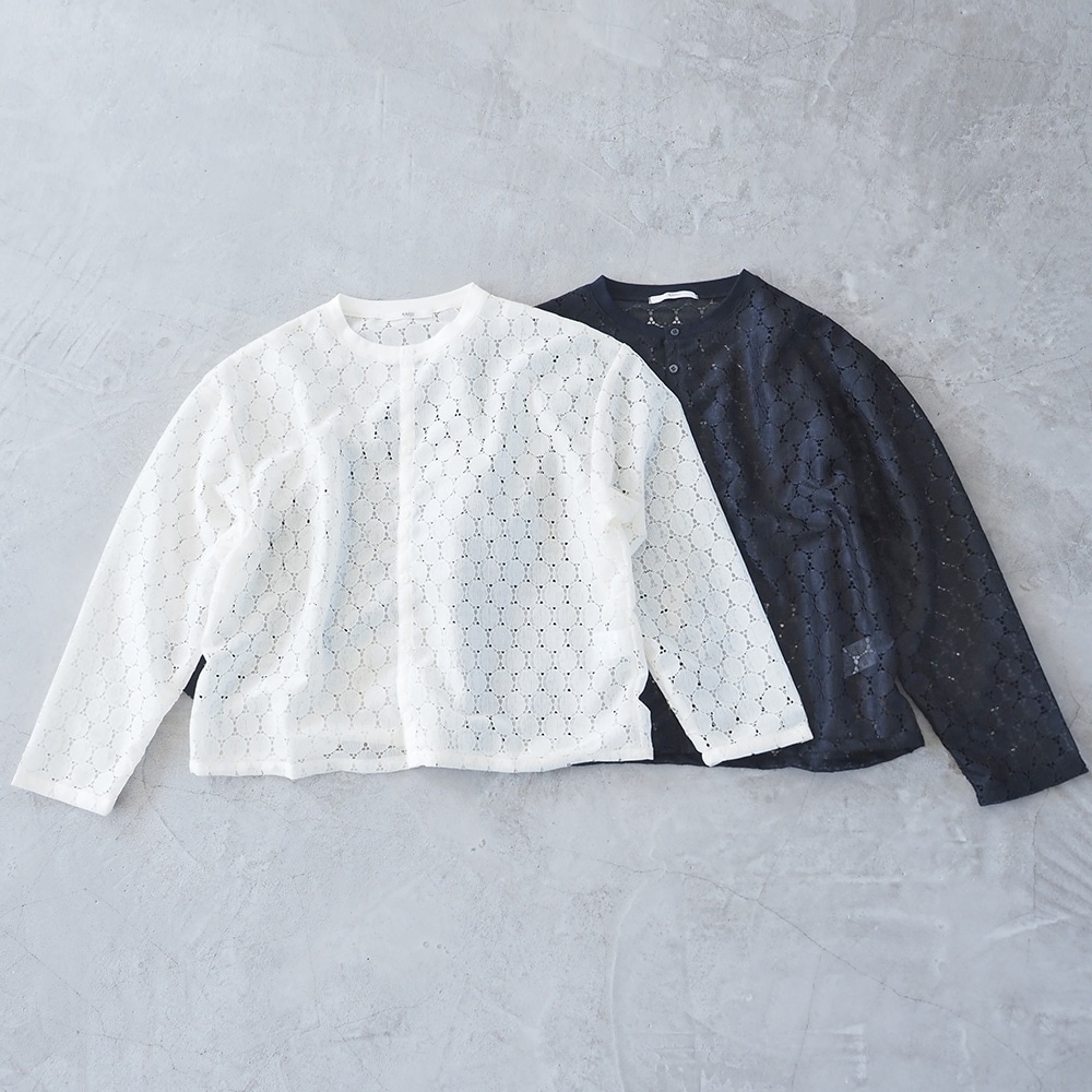 NARU(ナル) ラッセルレース クルーネックカーデ 665845