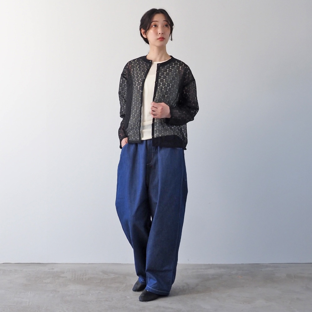 NARU(ナル) ラッセルレース クルーネックカーデ 665845