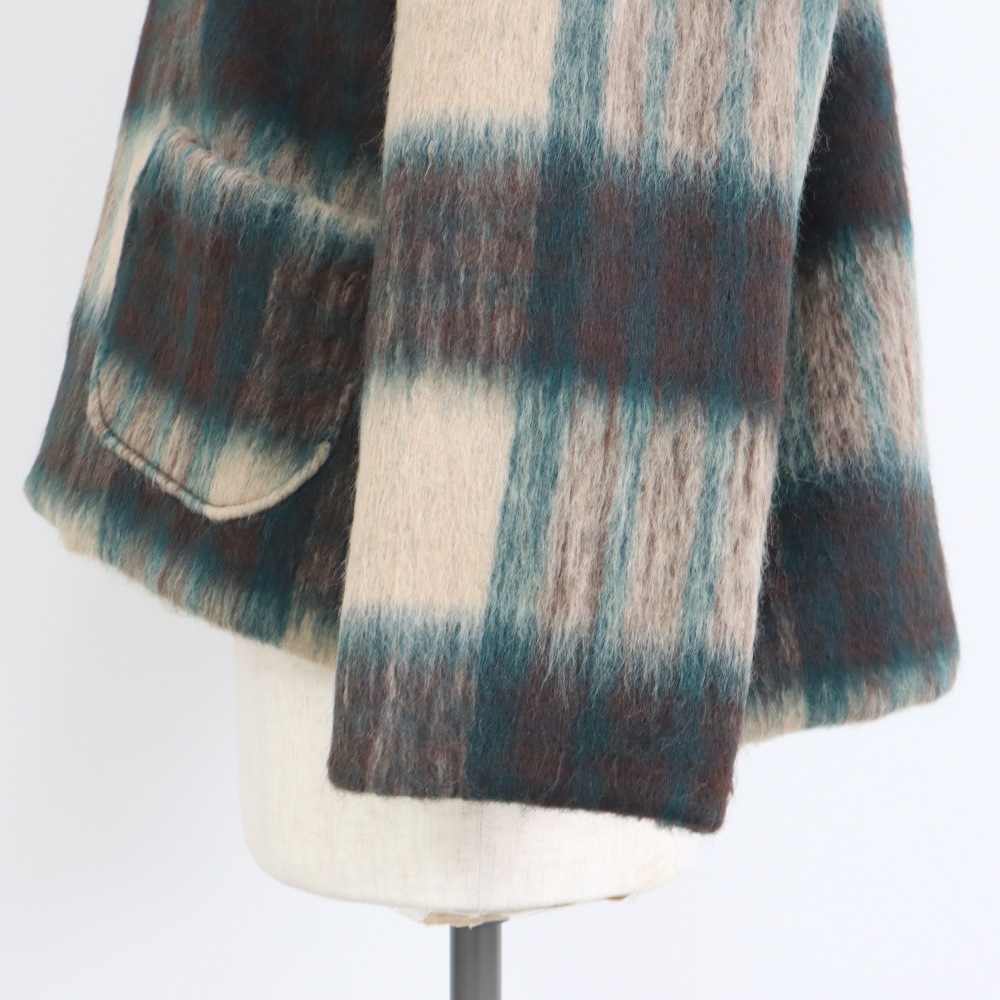 NARU(ナル) シャギーチェックノーカラージャケット 668916