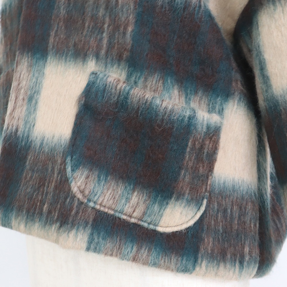 NARU(ナル) シャギーチェックノーカラージャケット 668916