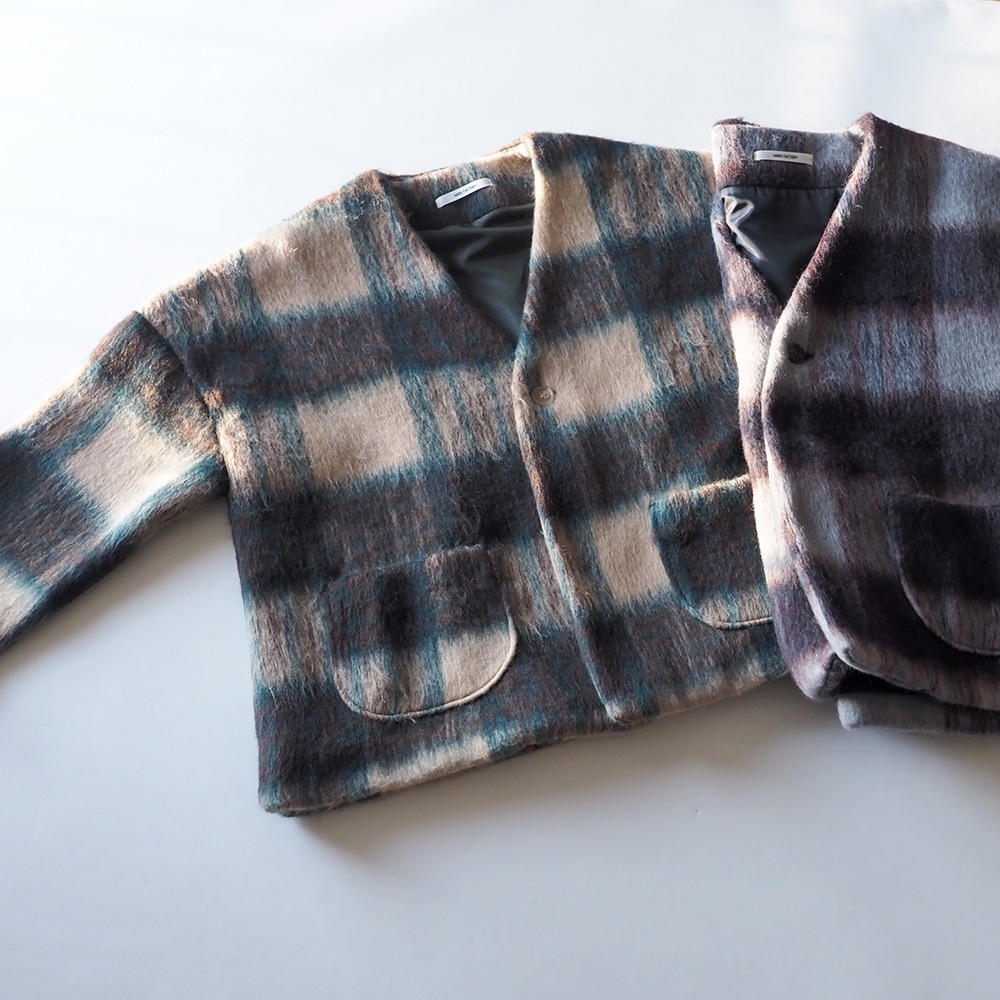 NARU(ナル) シャギーチェックノーカラージャケット 668916