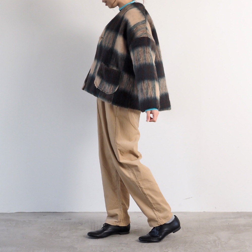 NARU(ナル) シャギーチェックノーカラージャケット 668916