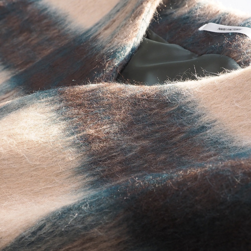 NARU(ナル) シャギーチェックノーカラージャケット 668916