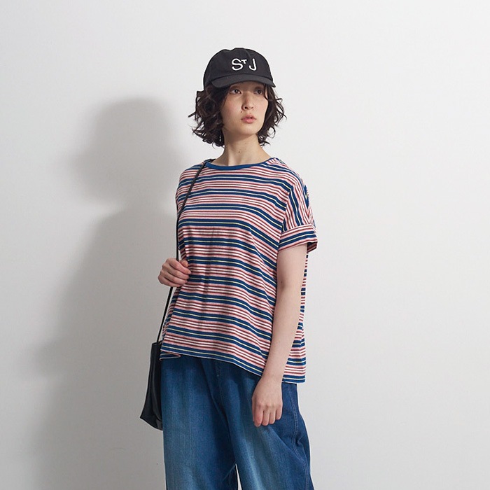 NARU(ナル) アメリカンドライマルチボーダー クルーネックT 655031