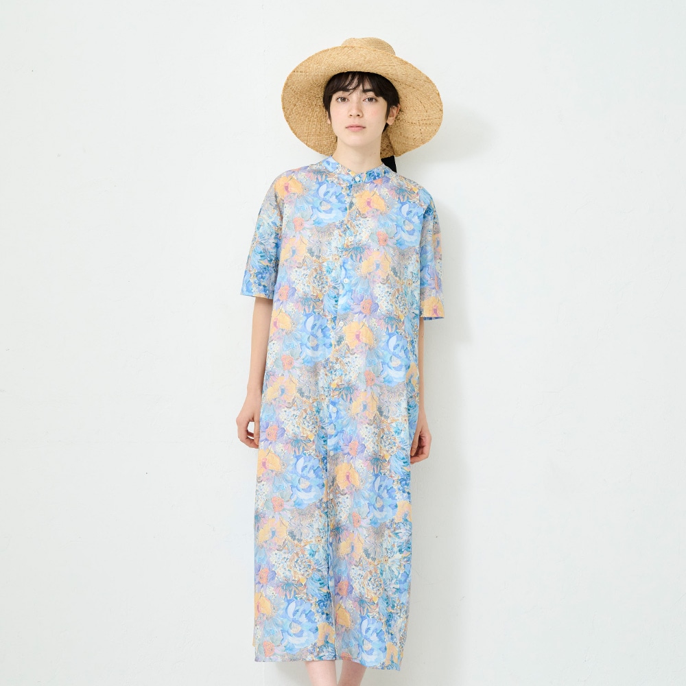 NARU(ナル) LIBERTYコットン(Marina Seaflower) シャツワンピース 661950