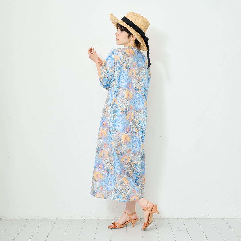 NARU(ナル) LIBERTYコットン(Marina Seaflower) シャツワンピース 661950