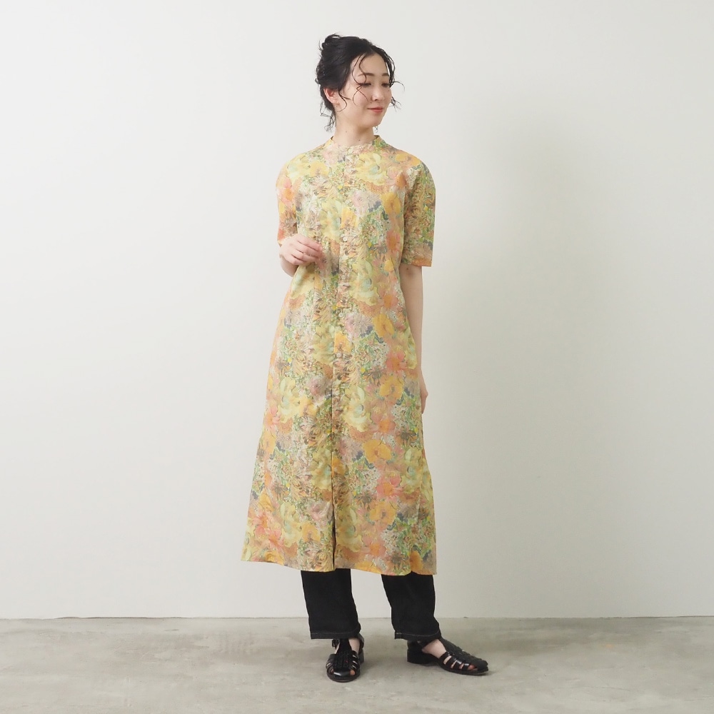 NARU(ナル) LIBERTYコットン(Marina Seaflower) シャツワンピース 661950