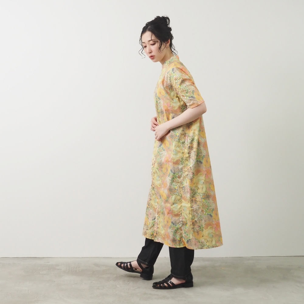 NARU(ナル) LIBERTYコットン(Marina Seaflower) シャツワンピース 661950