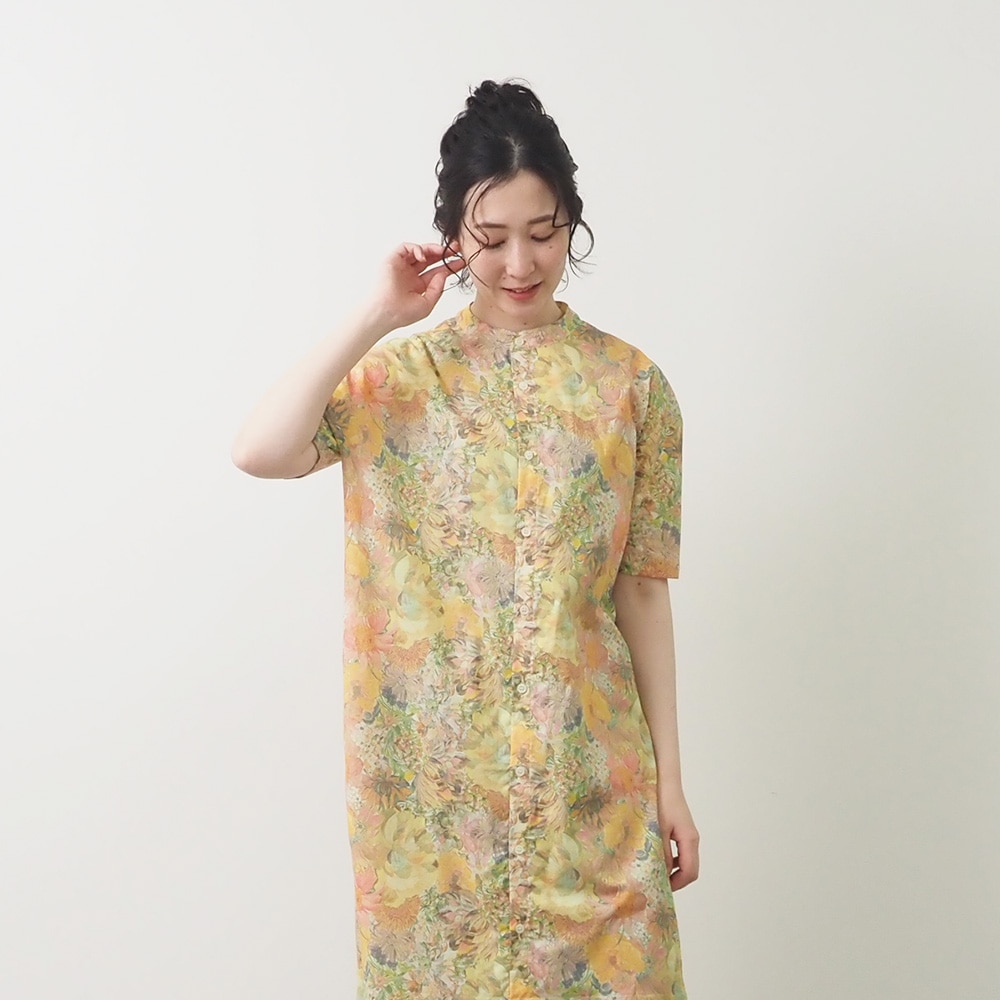 NARU(ナル) LIBERTYコットン(Marina Seaflower) シャツワンピース 661950