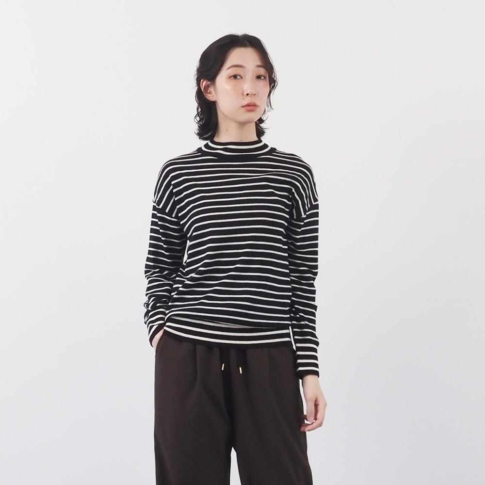 NARU(ナル) ムースヤーン ハイネックボーダーニット 665706