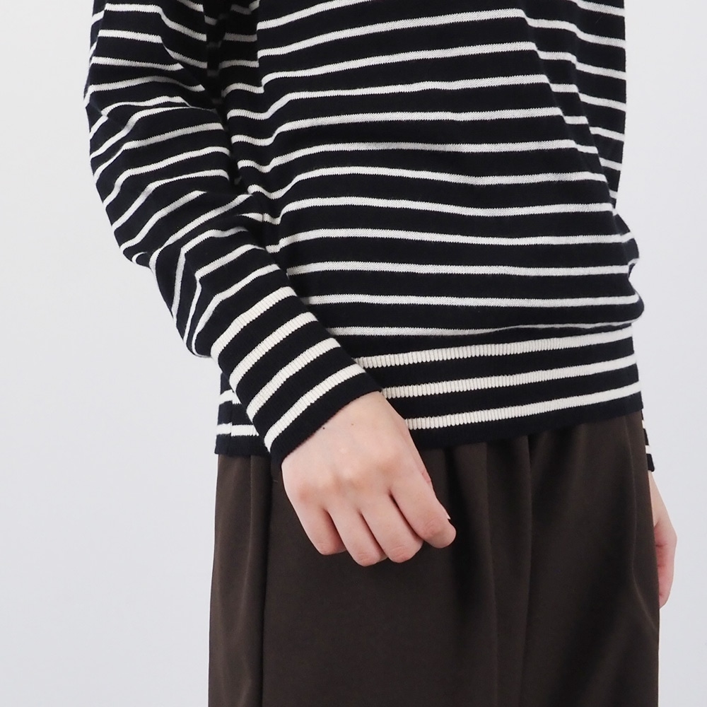 NARU(ナル) ムースヤーン ハイネックボーダーニット 665706