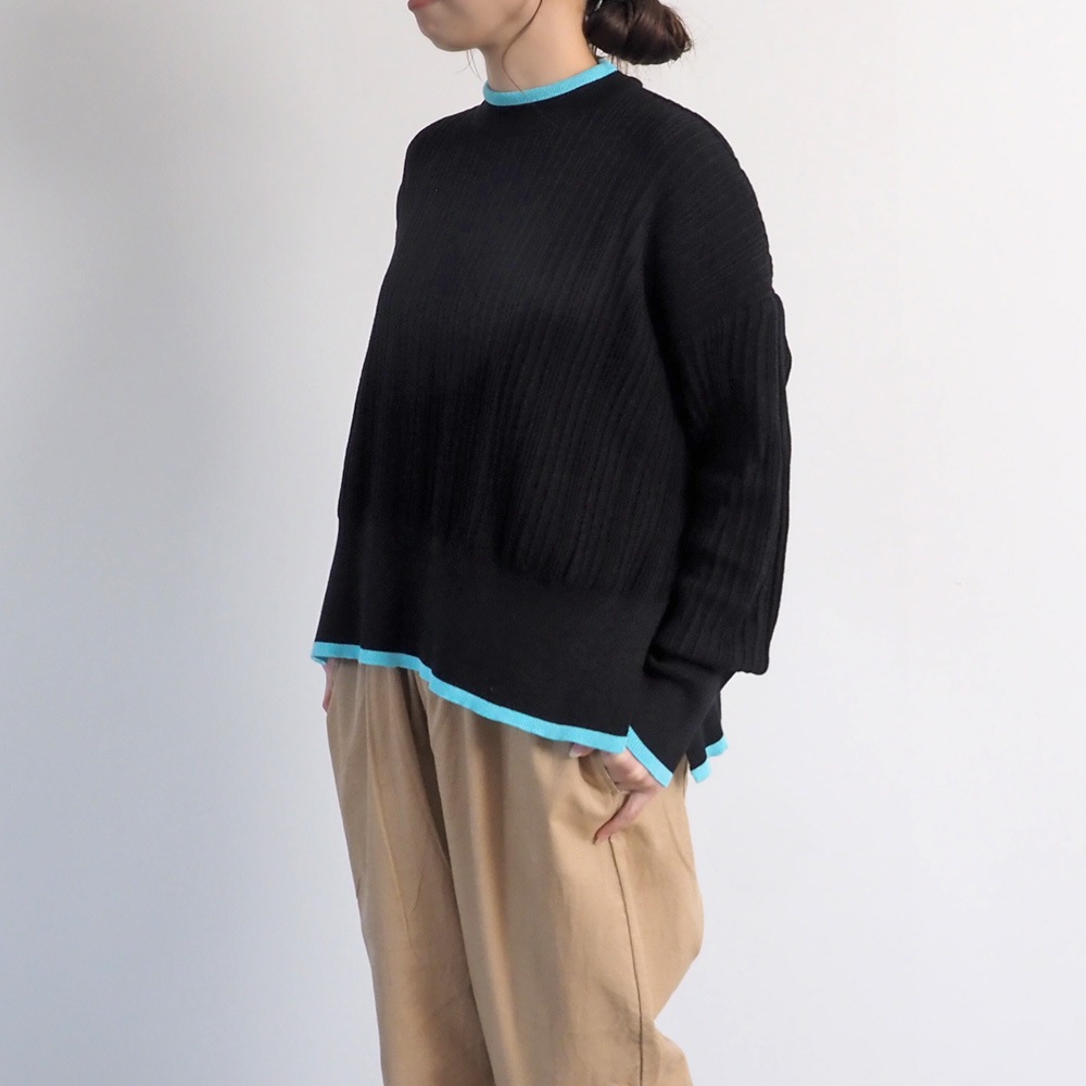 NARU(ナル) Hidamari Cotton ワイドリブバイカラーコモドニット 670710