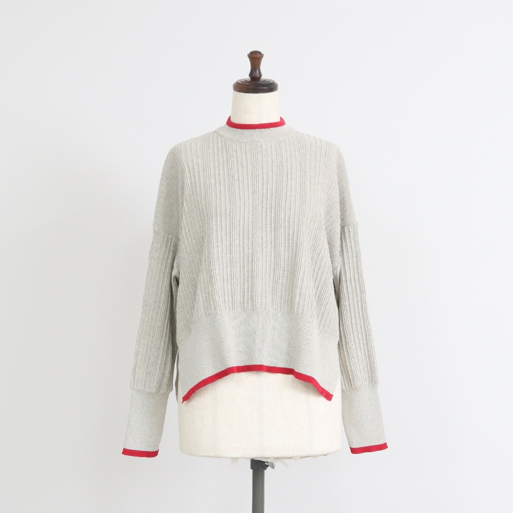 NARU(ナル) Hidamari Cotton ワイドリブバイカラーコモドニット 670710