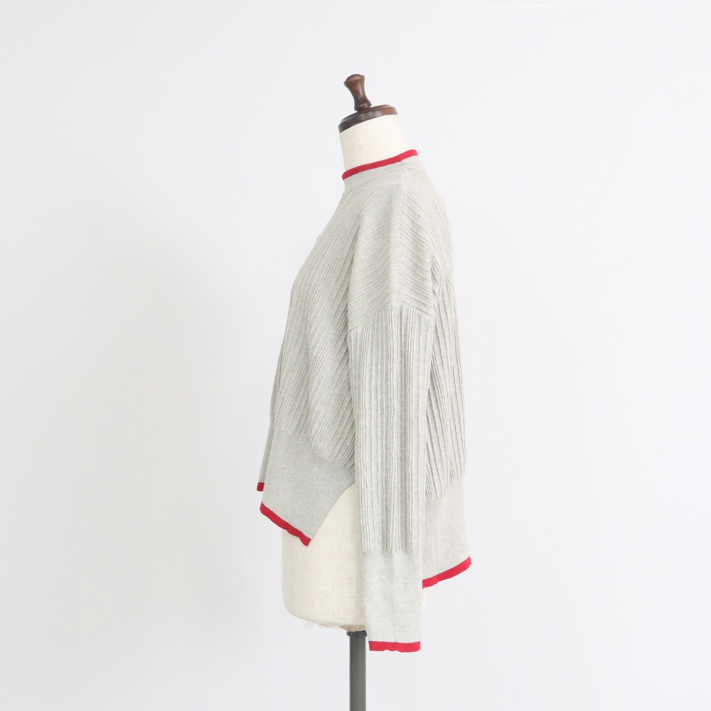 NARU(ナル) Hidamari Cotton ワイドリブバイカラーコモドニット 670710