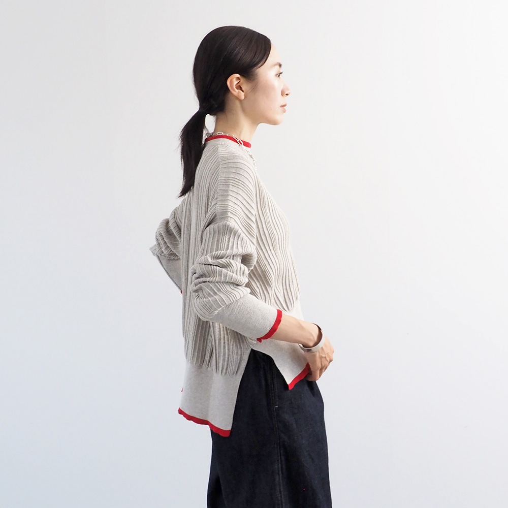 NARU(ナル) Hidamari Cotton ワイドリブバイカラーコモドニット 670710BF