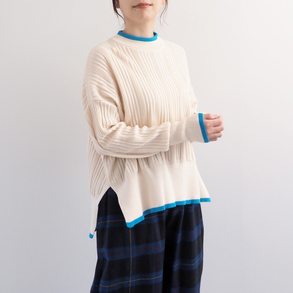 NARU(ナル) Hidamari Cotton ワイドリブバイカラーコモドニット 670710BF