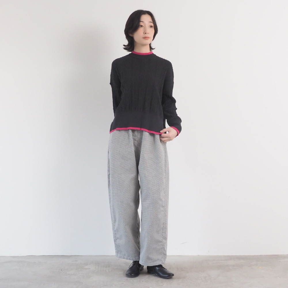 NARU(ナル) Hidamari Cotton ワイドリブバイカラーコモドニット 670710