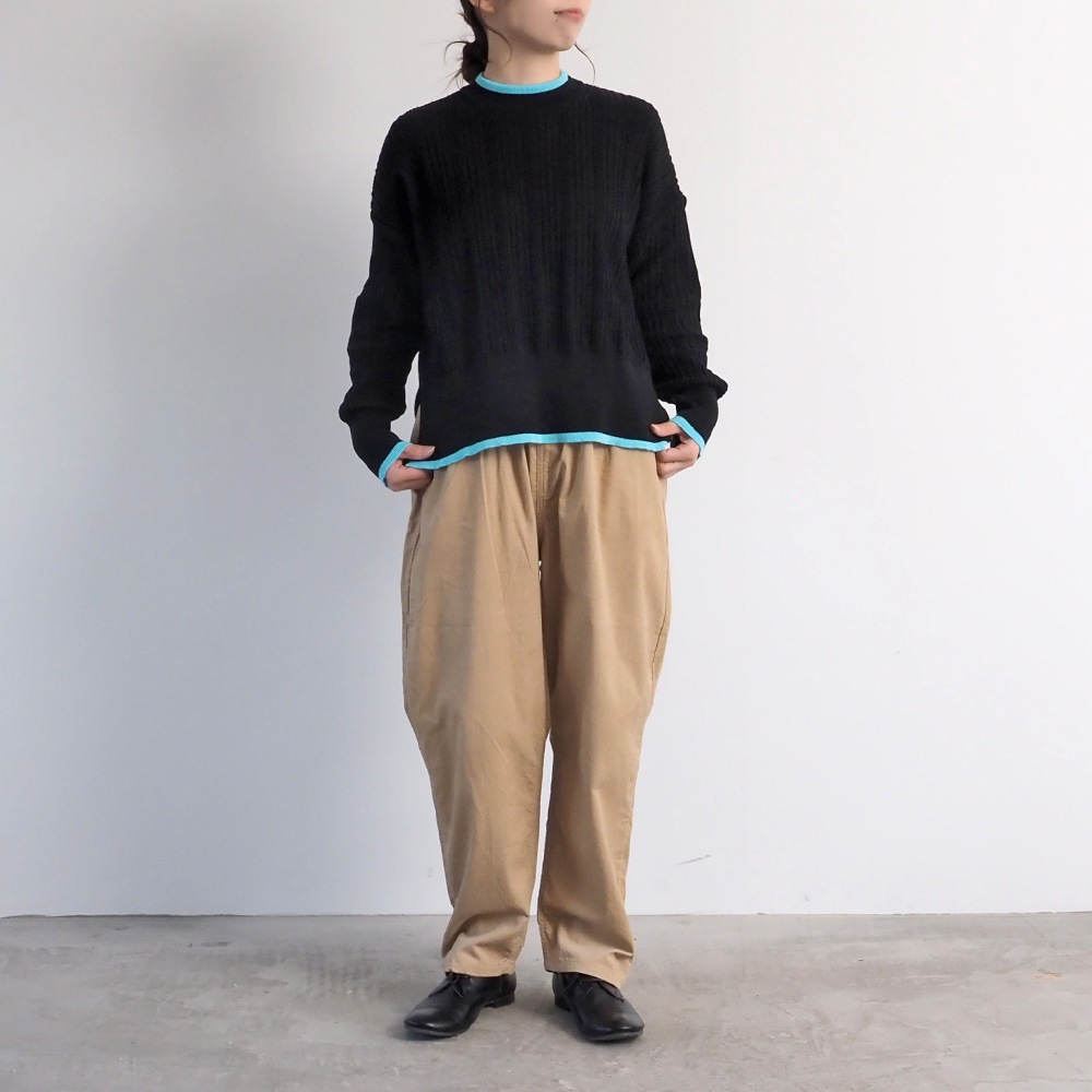 NARU(ナル) Hidamari Cotton ワイドリブバイカラーコモドニット 670710