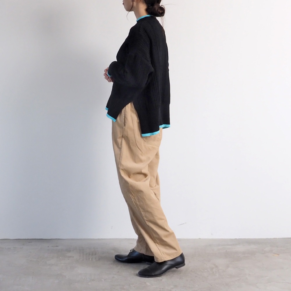 NARU(ナル) Hidamari Cotton ワイドリブバイカラーコモドニット 670710