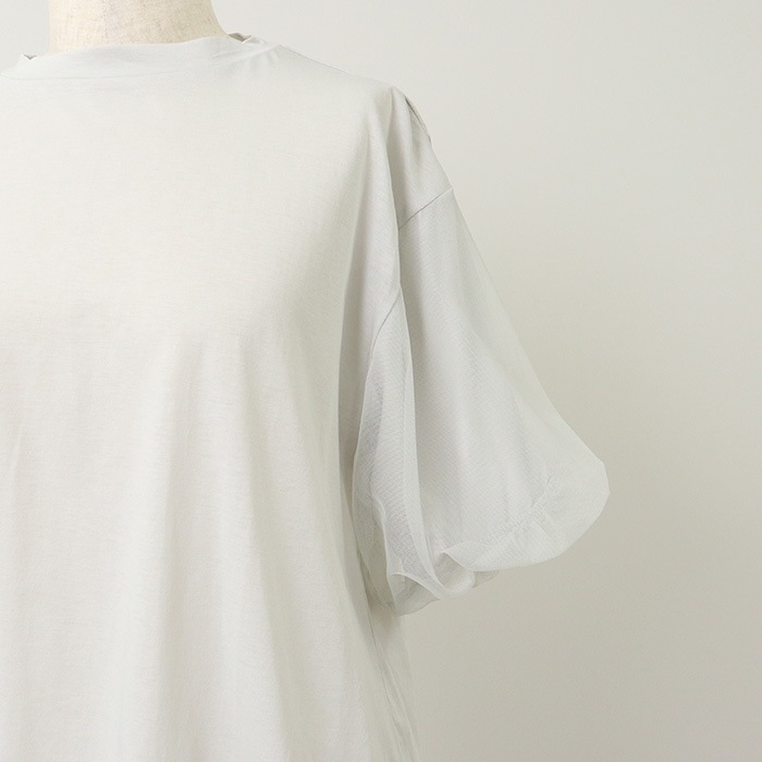 NARU(ナル) 110/2サイロ×チュール バルーンスリーブシャツ 655226