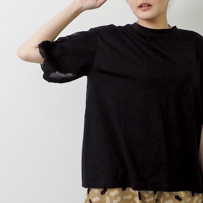 NARU(ナル) 110/2サイロ×チュール バルーンスリーブシャツ 655226