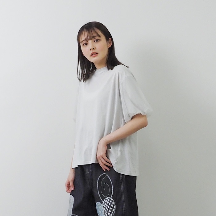 NARU(ナル) 110/2サイロ×チュール バルーンスリーブシャツ 655226