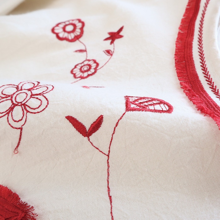 NARU(ナル) シーチングハンドワッシャー フリンジ刺繍ブラウス 655841