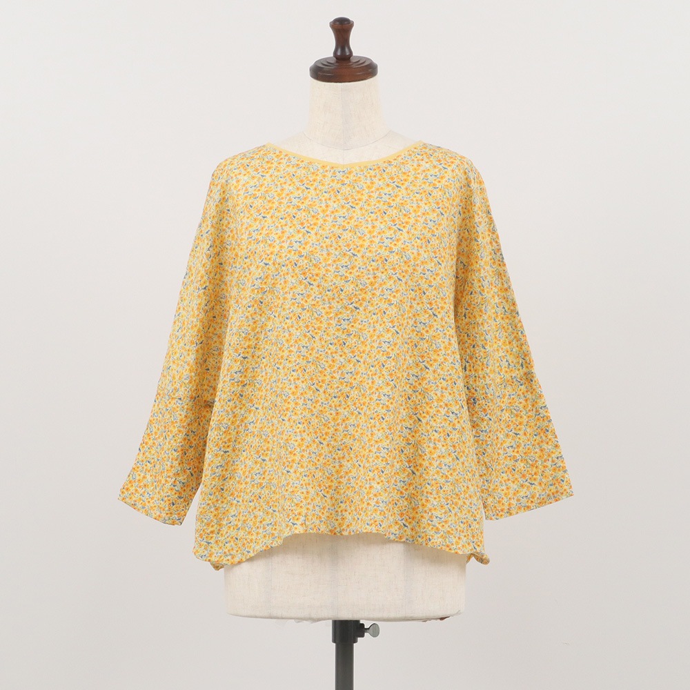 NARU(ナル) ミラクルウェーブリバティプリント(Day's Eye) バトーブラウス7分袖(2way) 661856