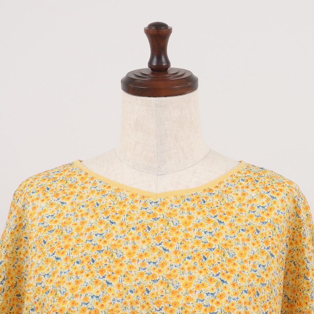 NARU(ナル) ミラクルウェーブリバティプリント(Day's Eye) バトーブラウス7分袖(2way) 661856