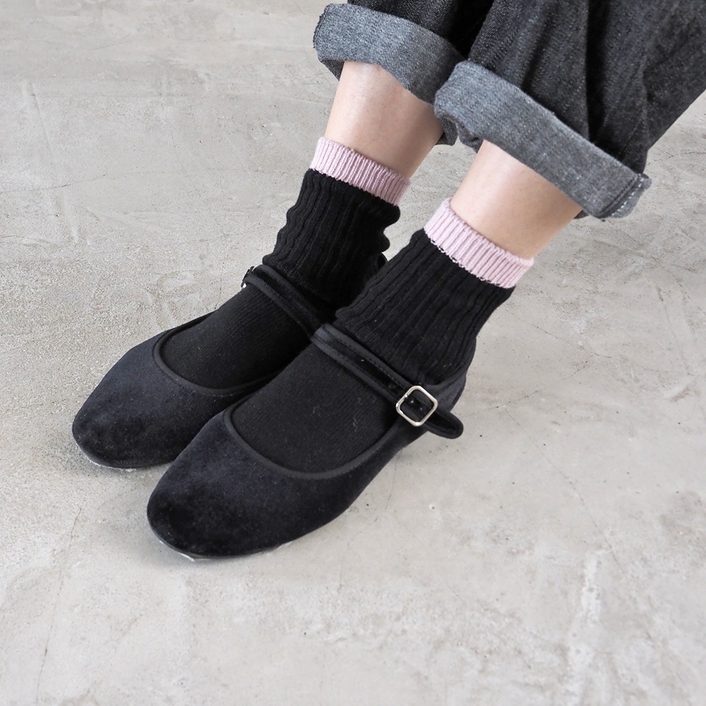 NARU(ナル) 綿レーヨンシルク配色ソックス 665500