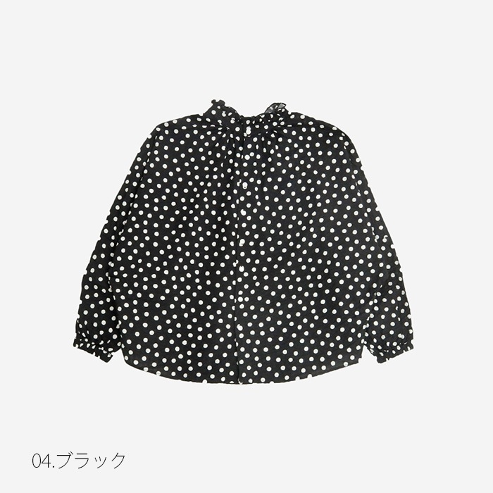 NARU(ナル) 60ローンリップルドット柄フリルネックドルマンスリーブ