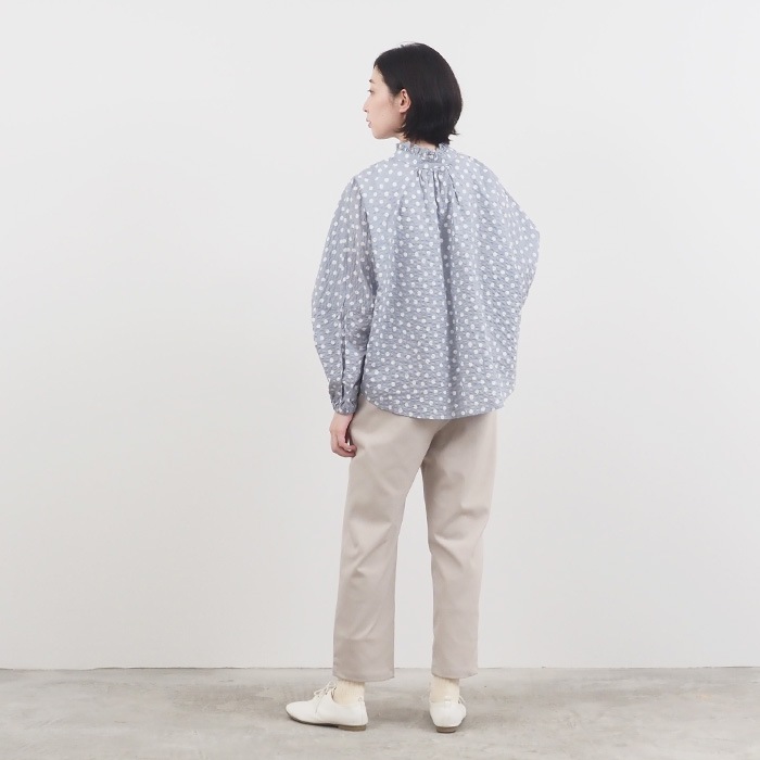 NARU ナル　バックフリルカットソー　ライトグレー＆ネイビー2枚セット 楽天市場】NARU フリルネックブラウス ナル 60sローンふんわり