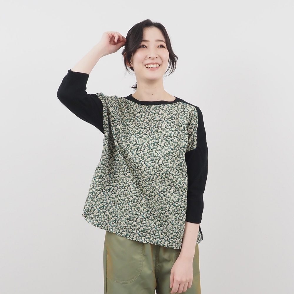 NARU(ナル) リバティミラクルウェーブ(Day's Eye)×ムラ糸 ミナミシャツ7分袖 661857